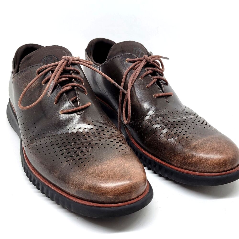 Cole Haan Brown Leather Perforated Oxfords